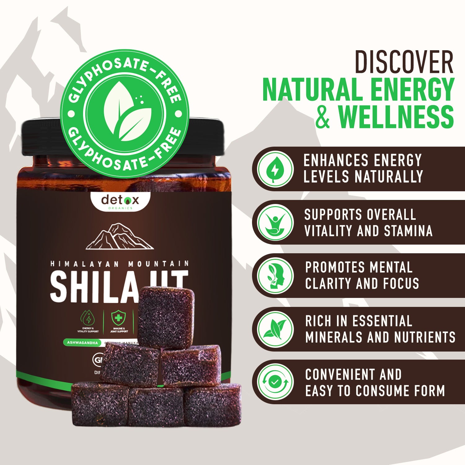 Authentic Himalayan Shilajit + Ashwagandha & Organic Manuka Honey MGO +263